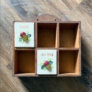 Rustic Wooden Spice Rack with Strawberry Pulls